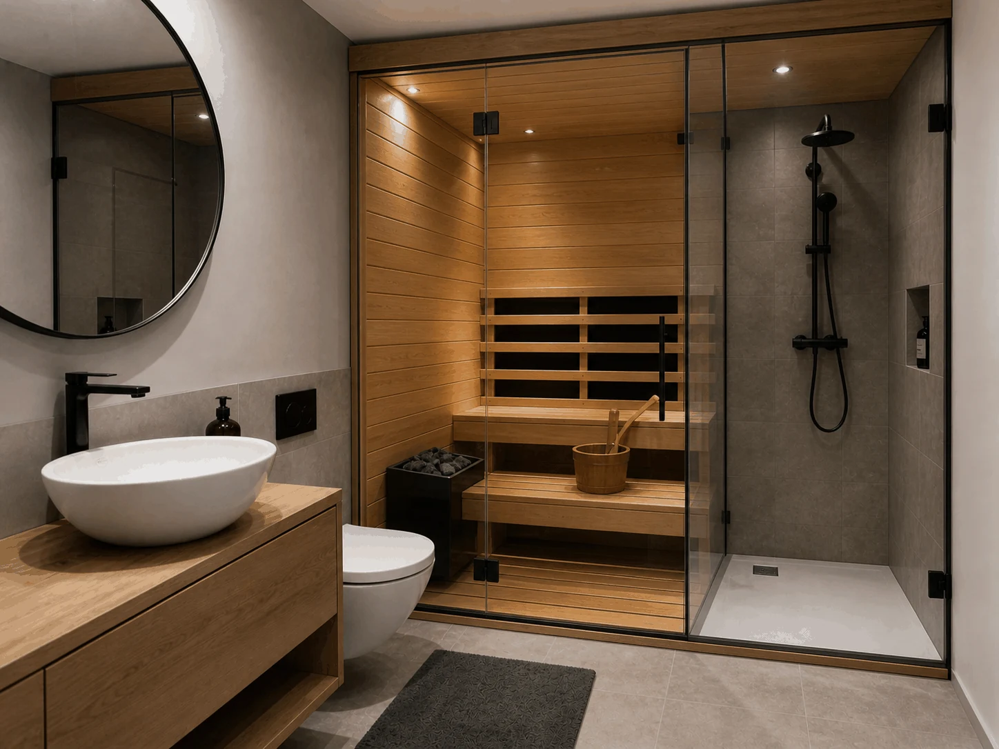 Mini Sauna Łazienkowa – sauna domowa Sautu, Kompaktowa sauna zaprojektowana z myślą o niewielkich łazienkach i apartamentach.